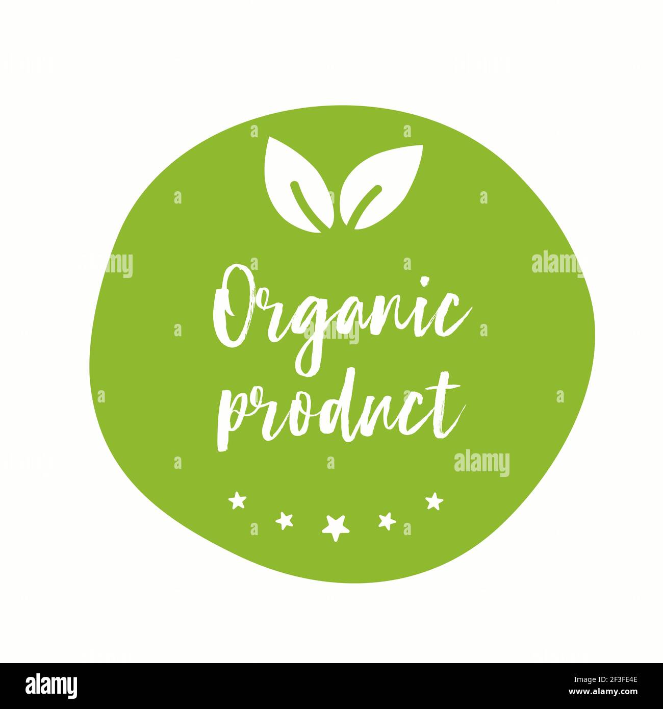 Bio-Produkt Symbol Design Symbol. Stempel mit Blattform Design. Vektorgrafik. Stock Vektor