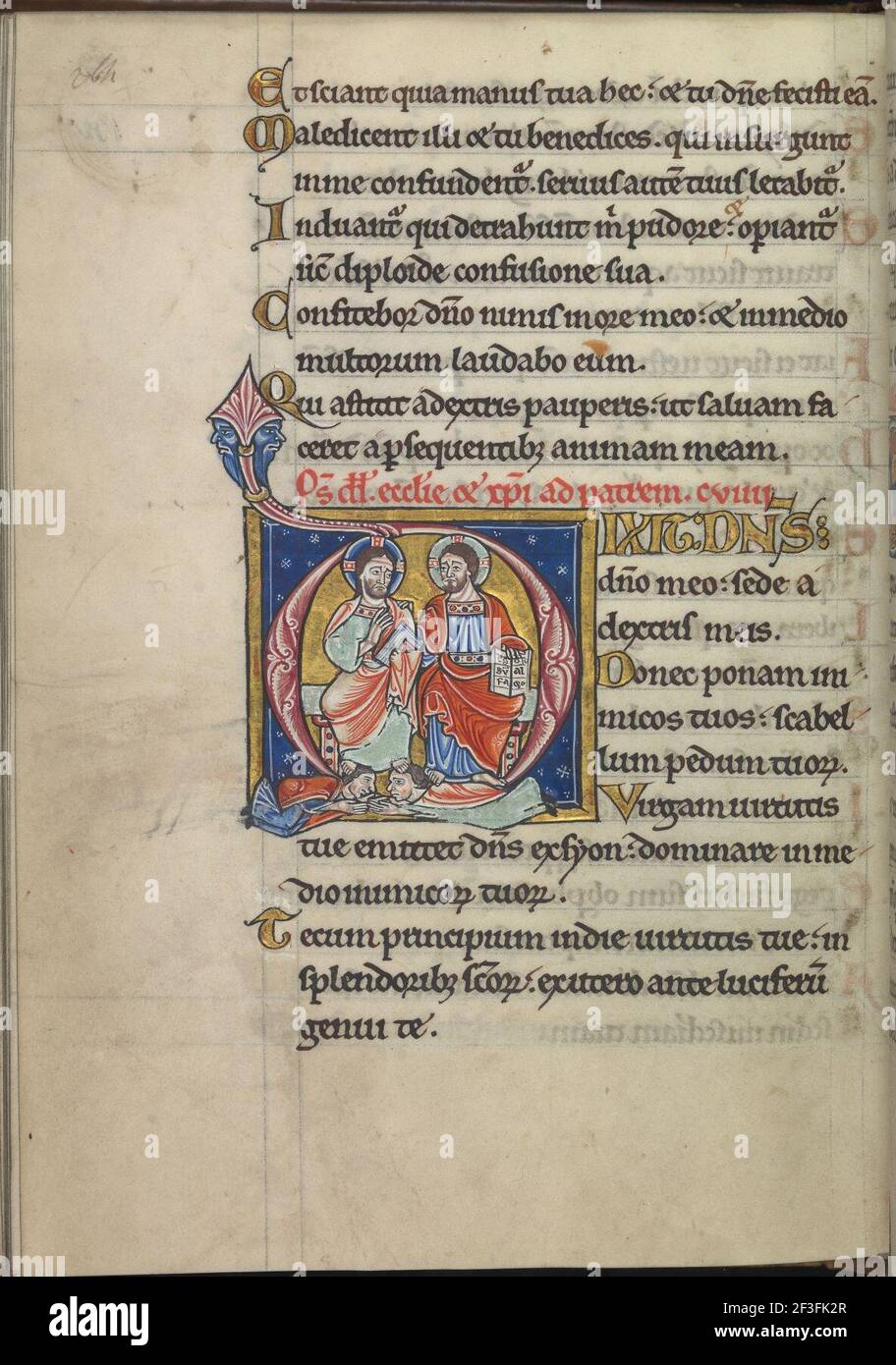 Psalm 109, Dixit dominus dominus meo, sede a dextris meis, Christus und Gott - Psalter von Eleanor von Aquitanien (ca. 1185) - KB 76 F 13, Folium 132v. Stockfoto