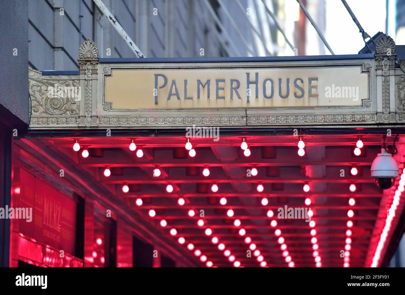 Chicago, Illinois, USA. Das Palmer House, ein historisches Hotel in Chicago. Stockfoto