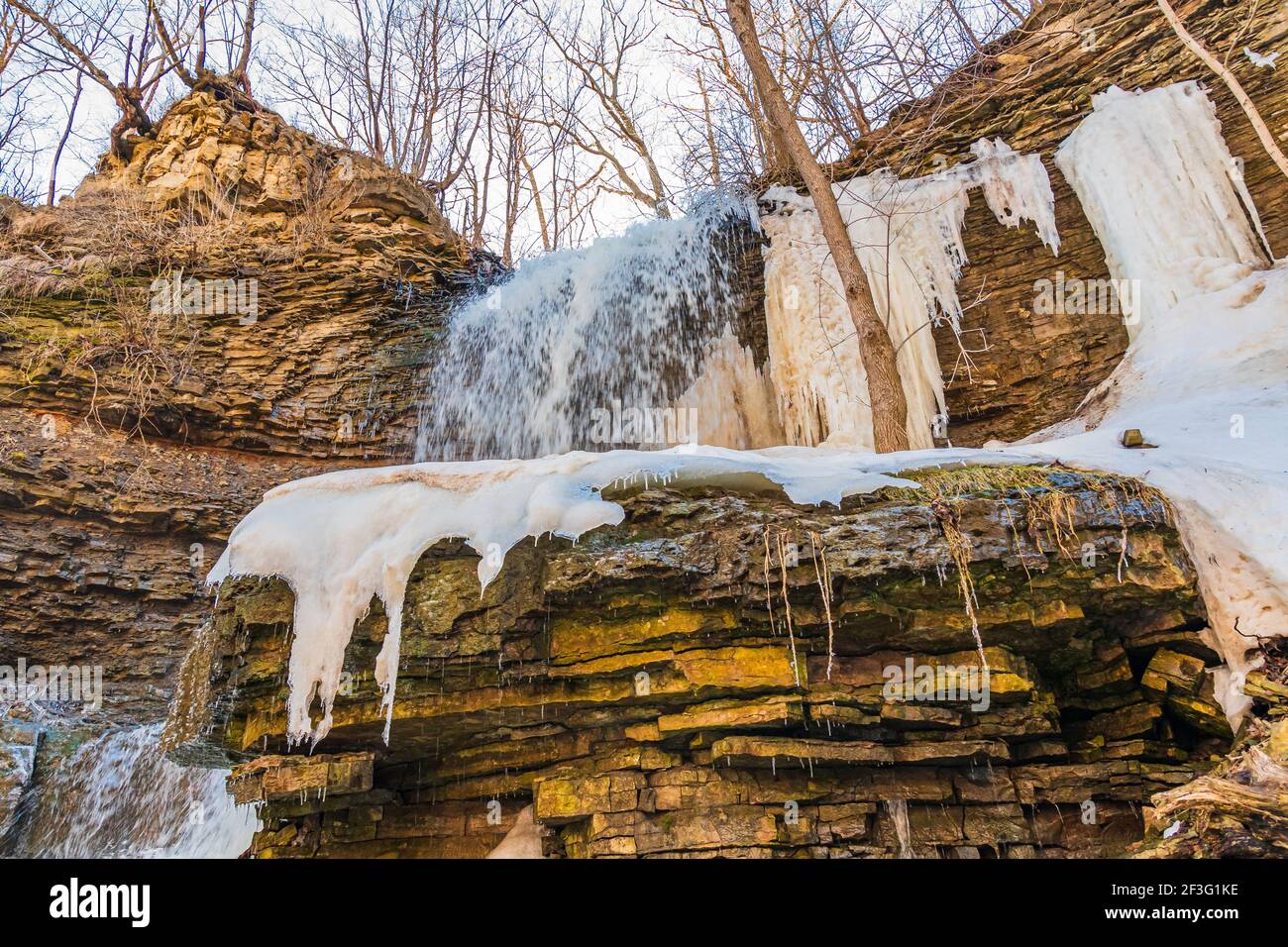 Billy Green Waterfalls Hamilton Ontario Kanada im Winter Stockfoto