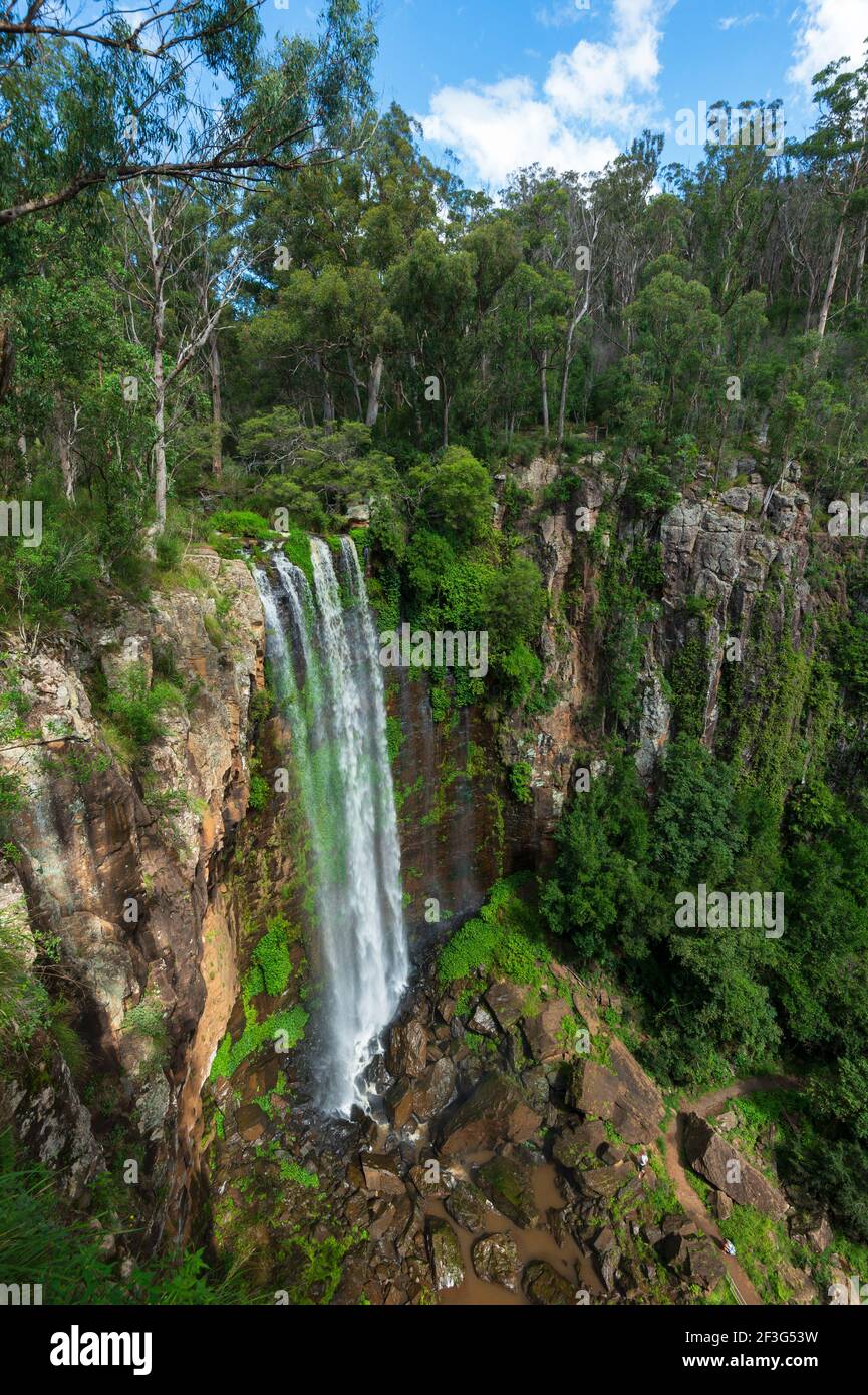 Vertikaler Blick auf die beliebten Queen Mary Falls, Main Range National Park, Killarney, Queensland, QLD, Australien Stockfoto