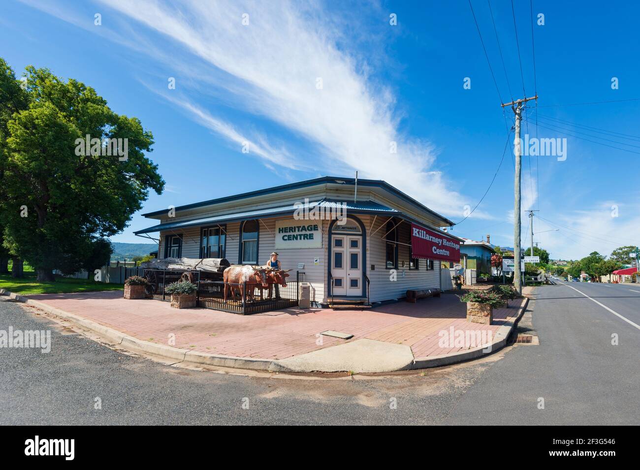 Blick auf das Heritage Centre auf der Hauptstraße von Killarney, Queensland, QLD, Australien Stockfoto