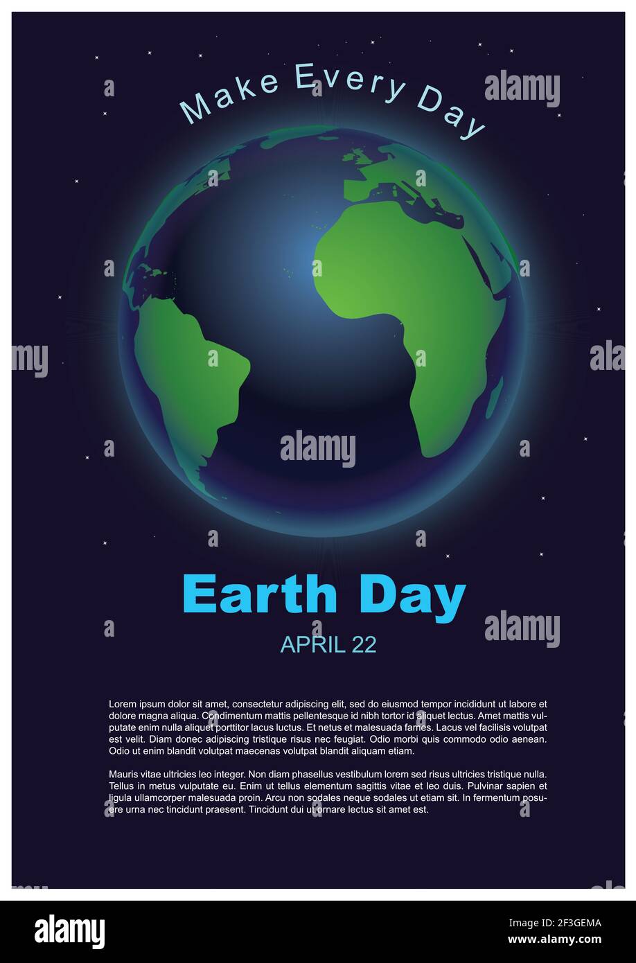 Machen Sie jeden Tag Erde Tag. 22 april Erde Tag Feier Standard Papier Poster mit Platz für benutzerdefinierte Text. vektor-Illustration Stock Vektor
