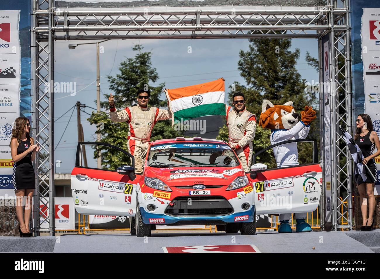 GHOSH Amittrajit (ind), NAIK Ashwin (ind), Ford Fiesta R2, Portrait während der Rallye-Europameisterschaft 2018 - Akropolis-Rallye Grece, 1. Bis 3. Juni in Lamia - Foto Gregory Lenormand / DPPI Stockfoto