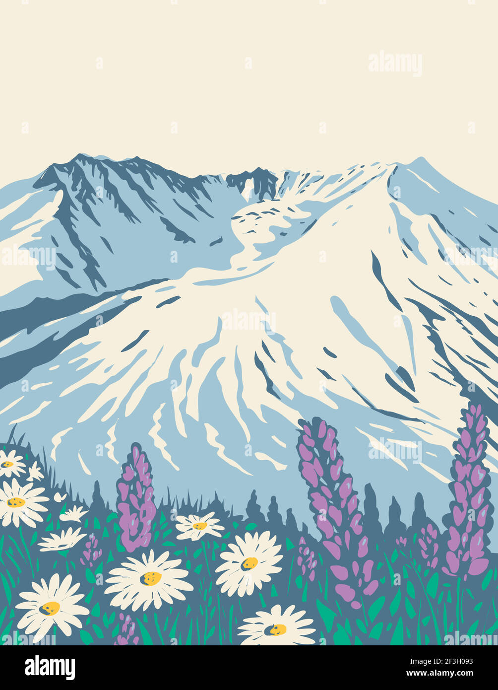 WPA Plakatkunst des Mount St. Helens National Volcanic Monument im Gifford Pinchot National Forest im Staat Washington in Works Projekt adminis getan Stock Vektor