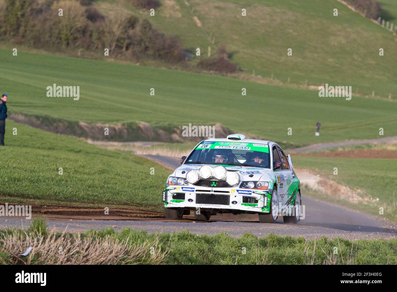 28 MARTY Julien (Fra), MAUREL Loic (Fra), Mitsubishi Lancer Evolution IX, Aktion während der französischen Rallye-Meisterschaft 2018, Rallye du Touquet vom 15. Bis 17. März in Le Touquet, Frankreich - Foto Gregory Lenormand / DPPI Stockfoto