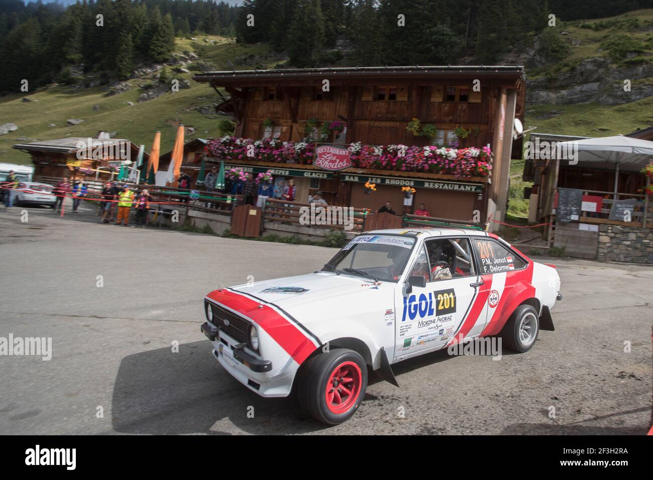 201 JENOT Pierre-Manuel, DELORME Freddy, Ford ESCORT MK II, Aktion, während der französischen Rallye-Meisterschaft 2018, Rallye du Mont-Blanc vom 6. Bis 8. september in Morzine, Frankreich - Foto Gregory Lenormand / DPPI Stockfoto