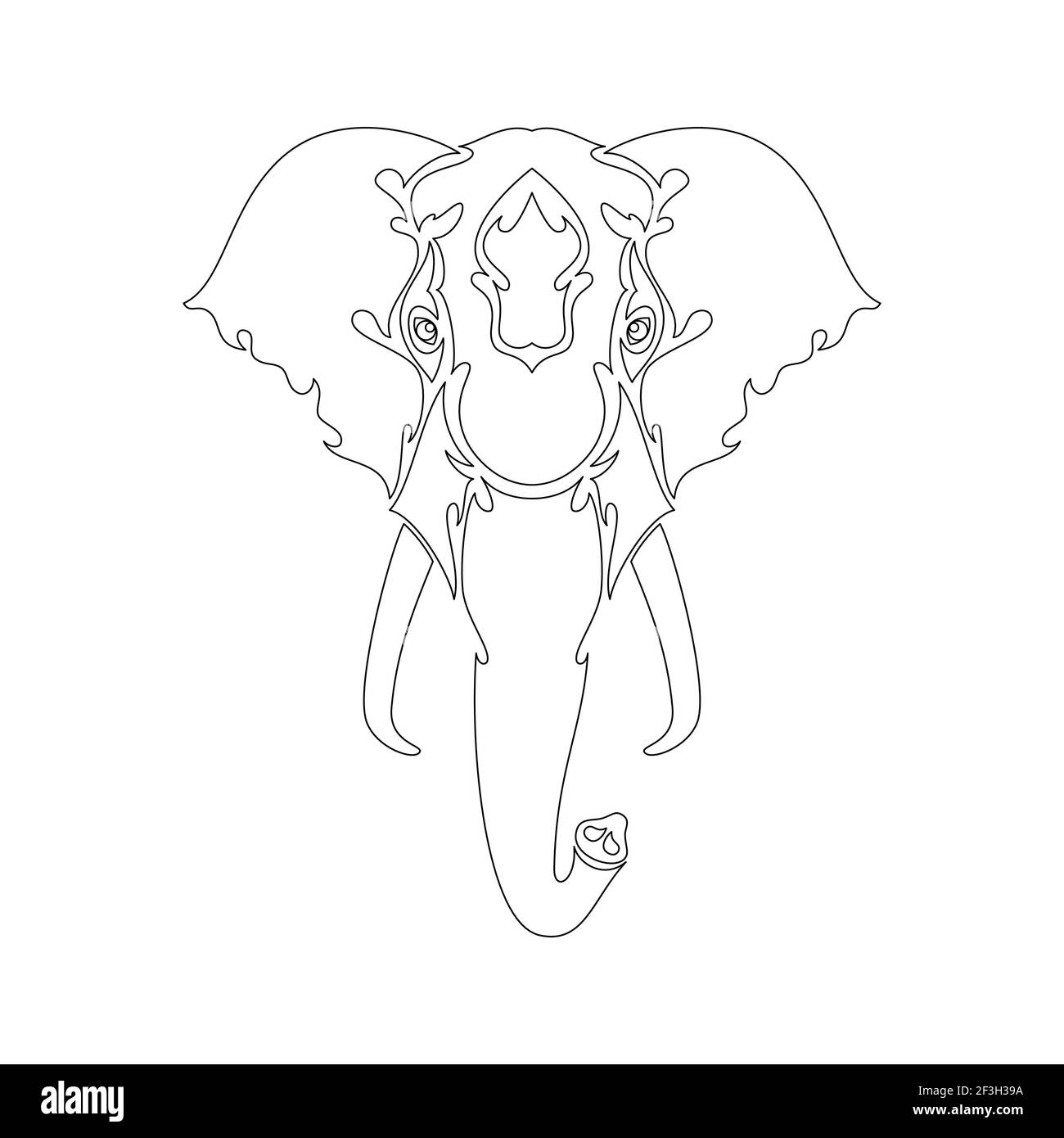 Handgezeichnetes abstraktes Porträt eines Elefanten für Tattoo, Logo, Wanddekor, T-Shirt-Print-Design oder outwear. Vektor-stilisierte Illustration Stock Vektor