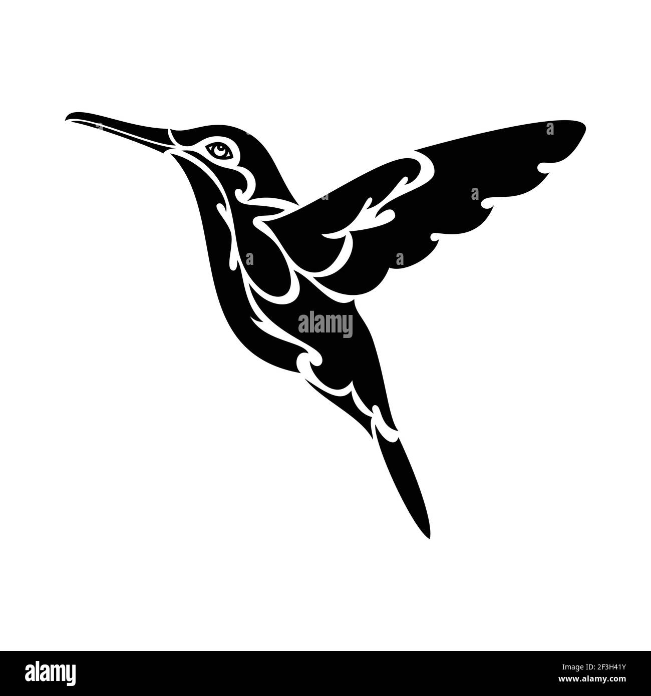 Handgezeichnetes abstraktes Porträt eines Kolibris für Tattoo, Logo, Wanddekor, T-Shirt-Print-Design oder outwear. Vektor-stilisierte Illustration Stock Vektor