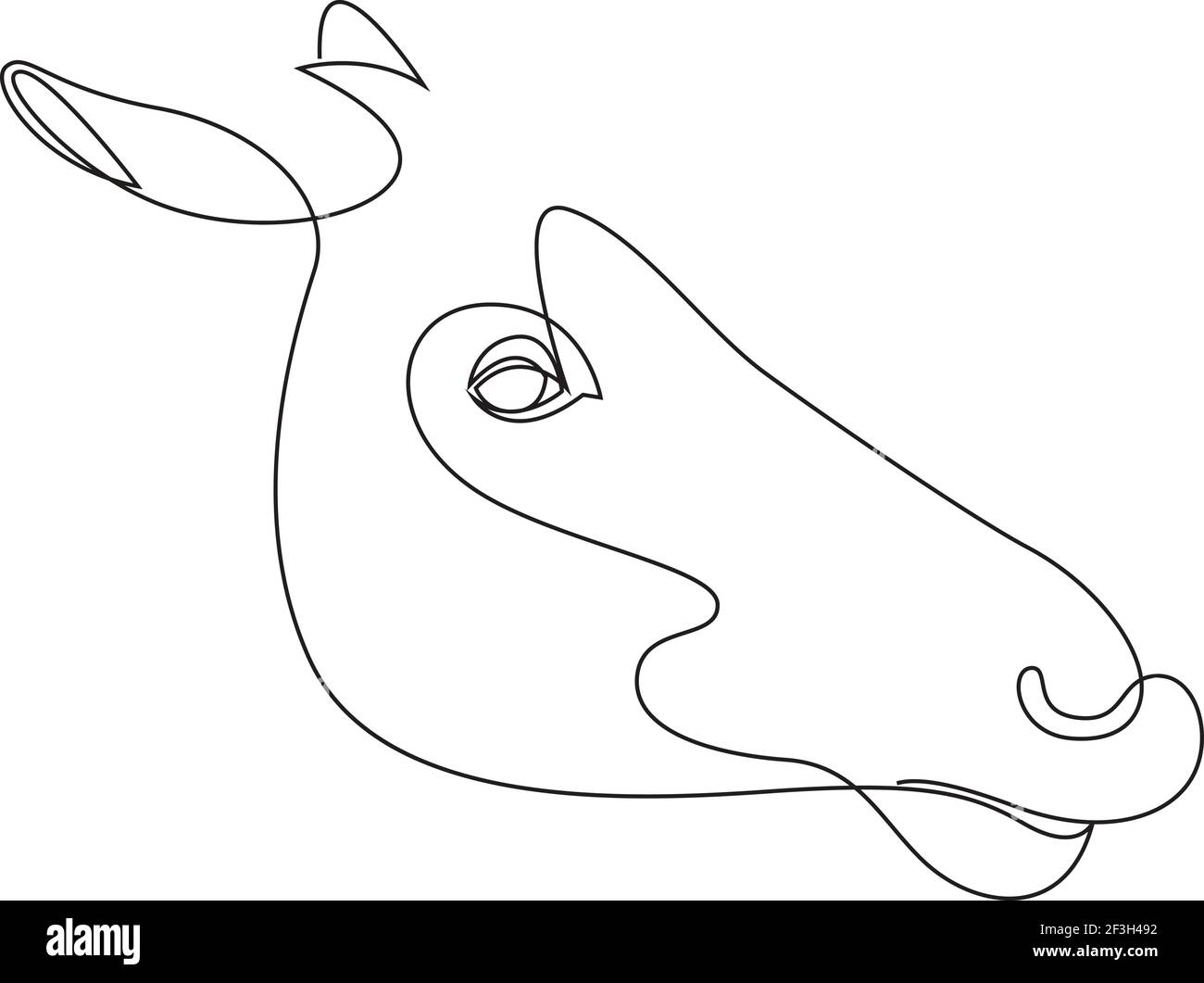 One line Pferd Design Silhouette. Handgezeichnete Vektorgrafik im Minimalismus-Stil Stock Vektor