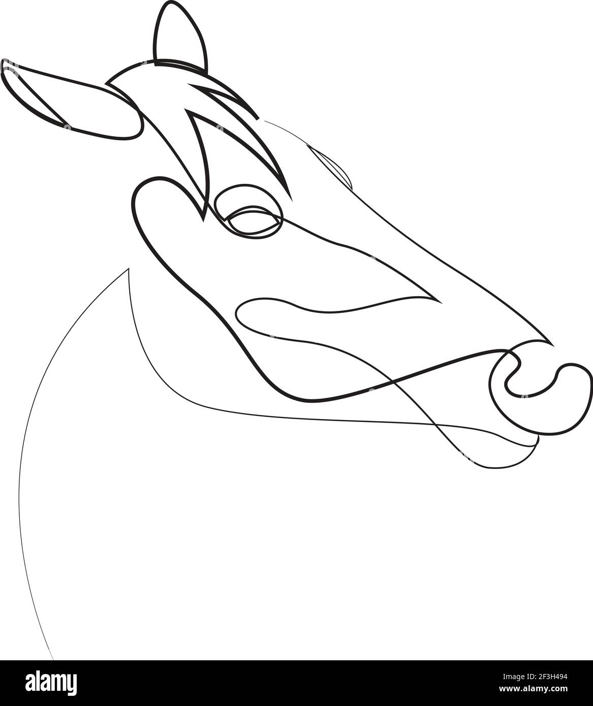 One line Pferd Design Silhouette. Handgezeichnete Vektorgrafik im Minimalismus-Stil Stock Vektor