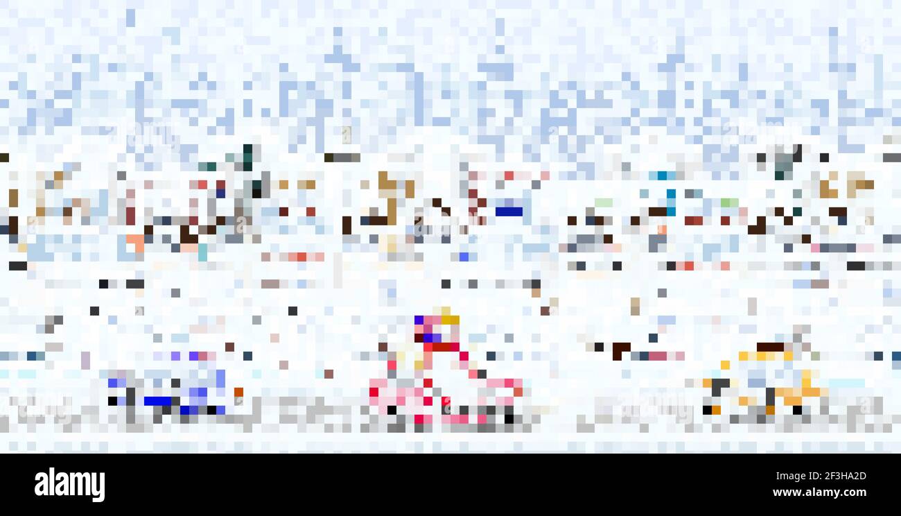 Panorama. Nahtlose Grenze mit einer winterlichen Stadtlandschaft Stock Vektor