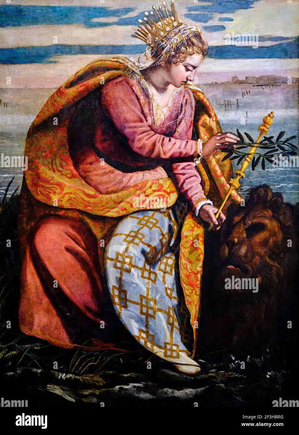 Republik Irland; Dublin, Nationalgalerie von Irland, Domenico Tintoretto, Venedig, Königin der Adria, Krönung des Löwen des heiligen Markus, 1595 Stockfoto