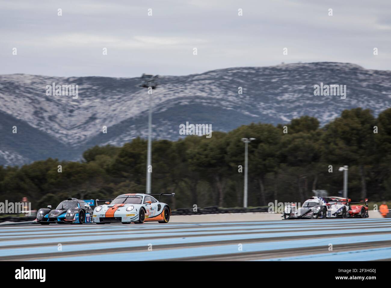 86 WAINWRIGHT Michael (gbr), DAVISON Alexander (aus), BARKER Benjamin (gbr), Porsche 911 RSR Team Gulf Racing, Action,während der 2018 ELMS European Le Mans Series auf Kurs Paul Ricard, Le Castellet Frankreich, 13. Bis 15. April - Foto Marc de Mattia / DPPI Stockfoto