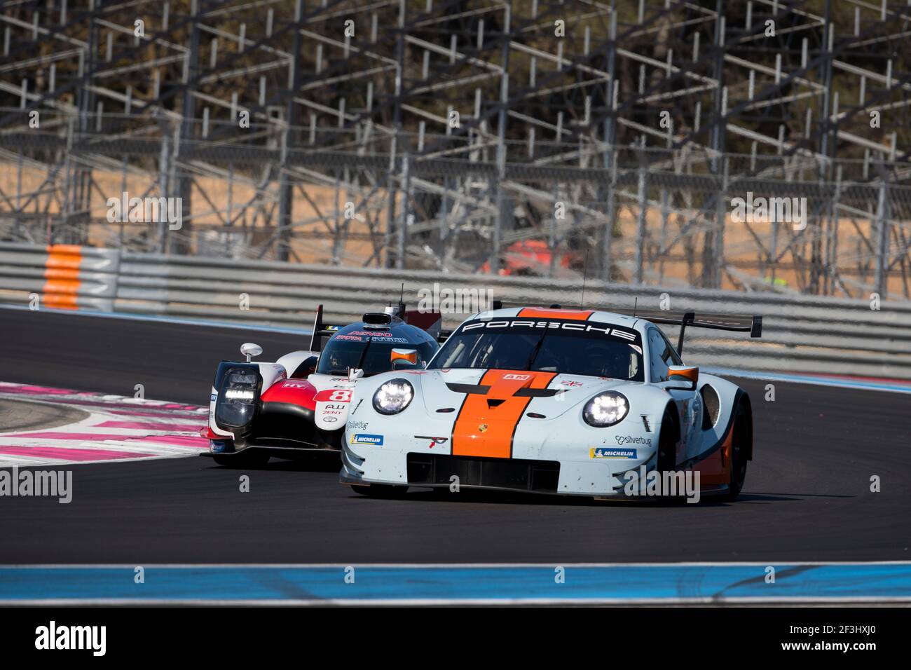 86 WAINWRIGHT Michael (gbr), BARKER Benjamin (gbr), DAVISON Alexander (aus), Porsche 911 RSR Team Gulf Racing, Aktion während der FIA WEC World Endurance Championship Prolog 2018 bei Paul Ricard HTTT, Le Castellet Frankreich, 6. Bis 7. April 2018 - Foto Marc de Mattia / DPPI Stockfoto