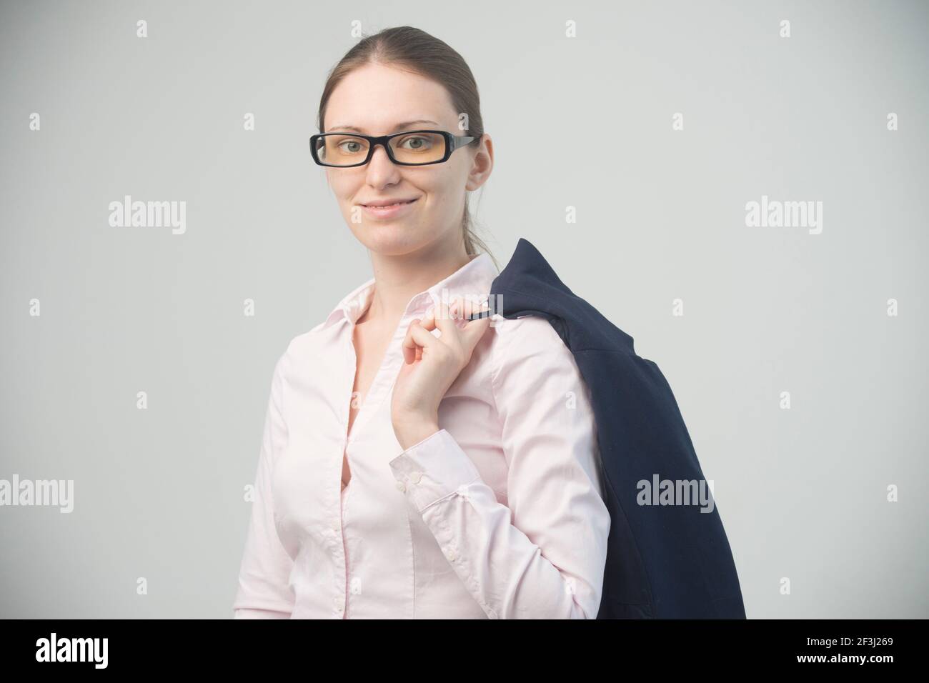 Glückliche schöne Geschäftsfrau Stockfoto