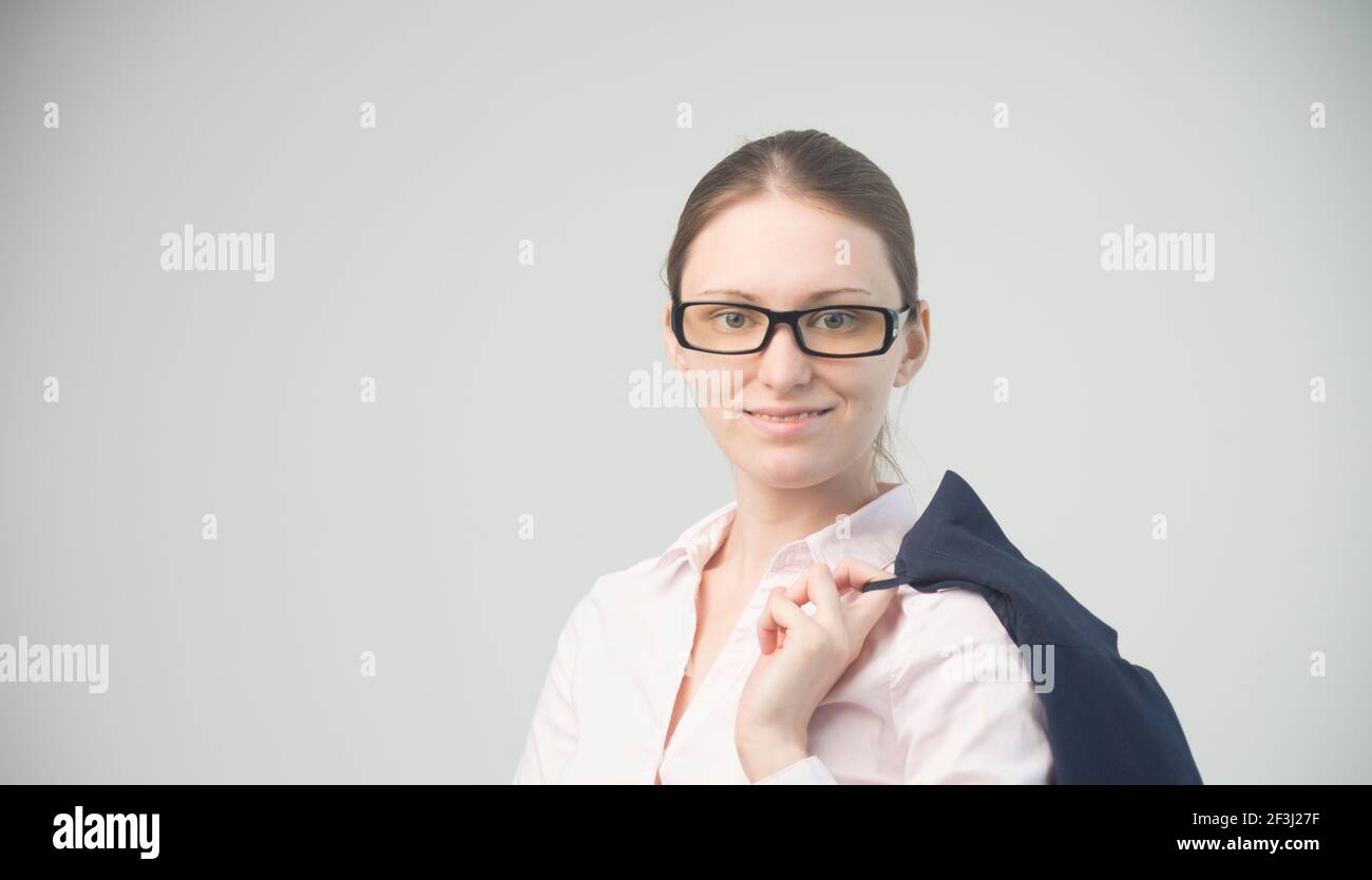 Glückliche schöne Geschäftsfrau Stockfoto