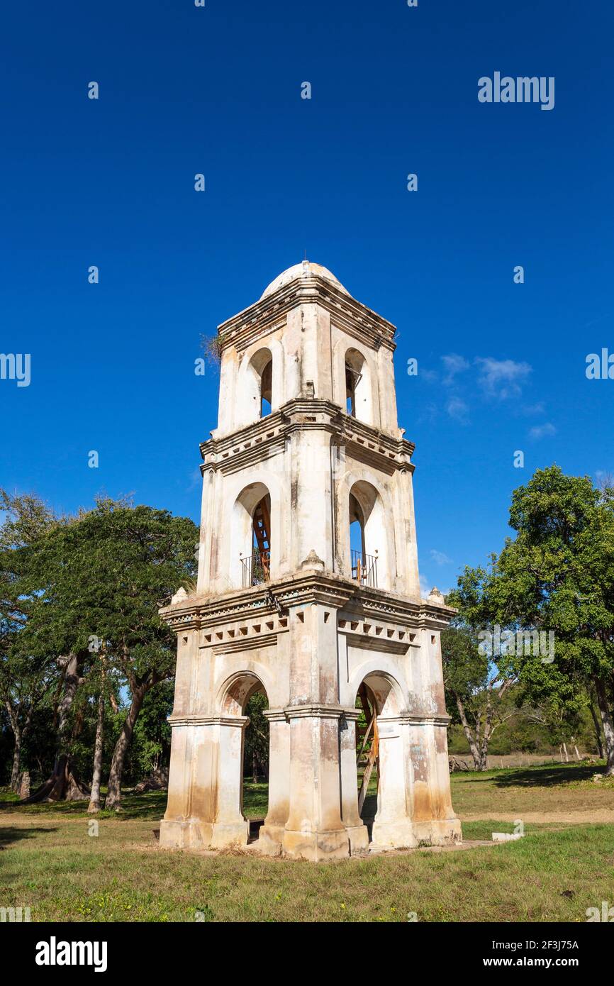 Der Glockenturm von Ingenio San Isidro de los Destiladeros im Tal Los Ingenios, Kuba Stockfoto