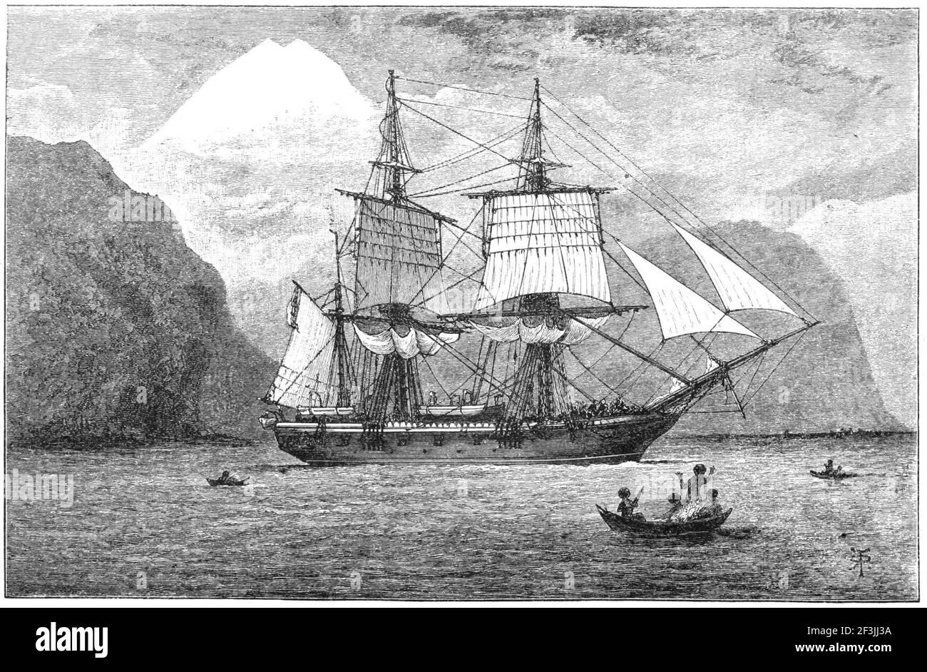 HMS Beagle in der Meerenge von magellan. Stockfoto