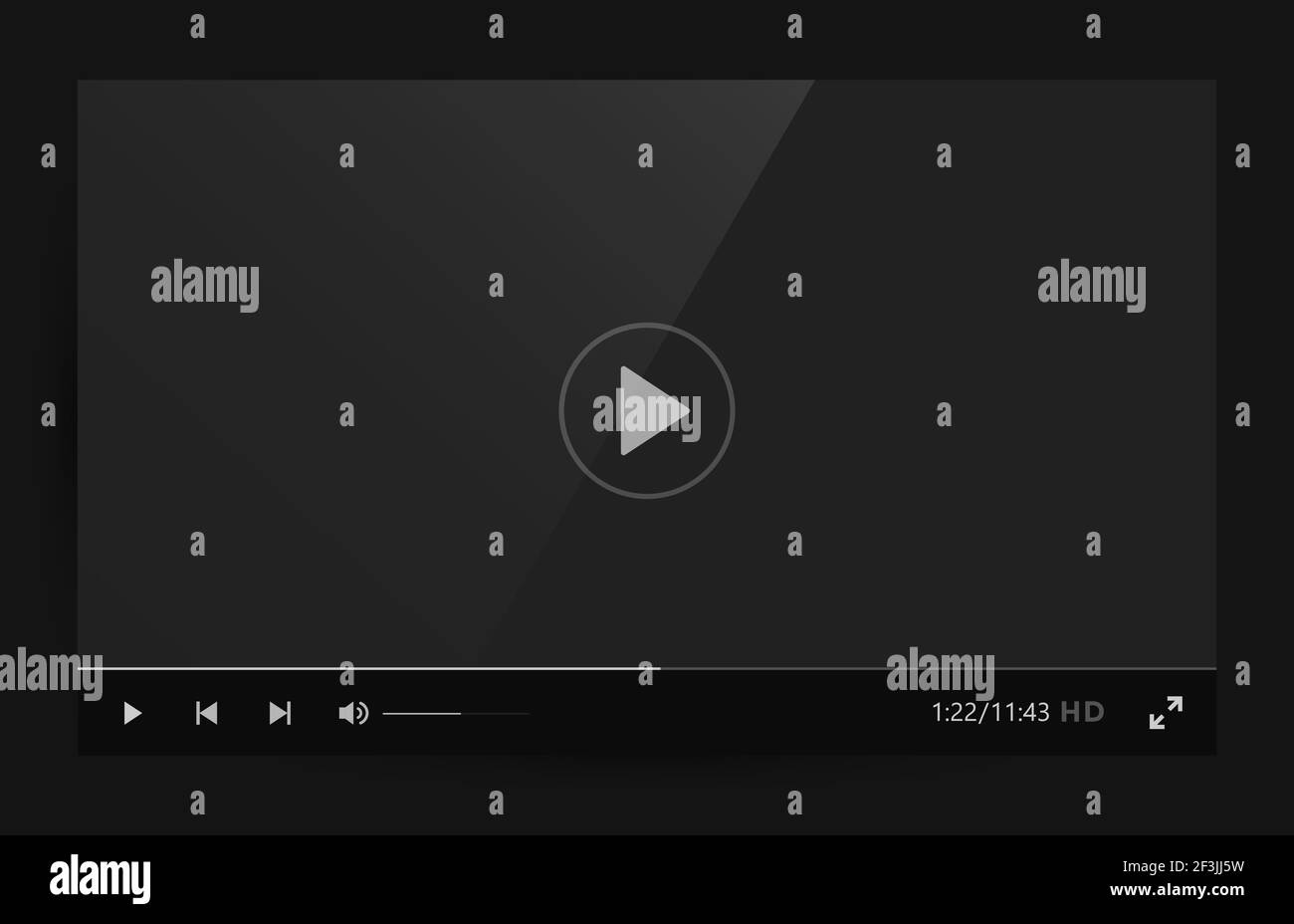 Videoplayer Website Bildschirm Schnittstelle, mockup für Design, Vektor-Illustration Stock Vektor