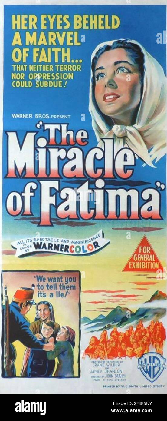 DAS WUNDER VON FATIMA 1952 Warner Bros Film gefördert als Eine faktenbasierte Darstellung der Ereignisse rund um die Erscheinungen unserer Dame von Fátima in Portugal im Jahr 1917 Stockfoto