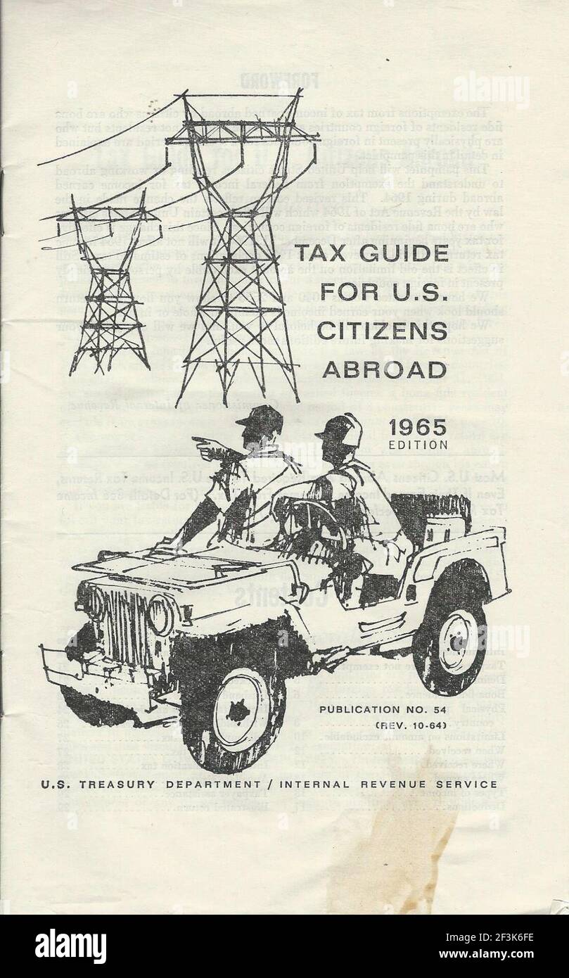 Publikation 54 Steuerleitfaden für US-Bürger, die im Ausland leben, 1965. Stockfoto