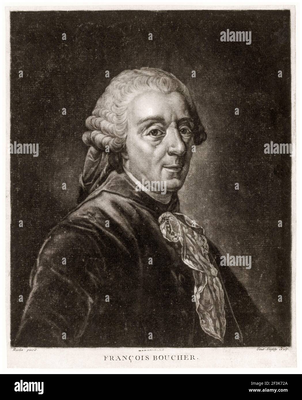 François Boucher (1703-1770), französischer Maler, Zeichner und Radierer, Porträtstich von Jacques Fabien Gautier-Dagoty, 1760-1785 Stockfoto