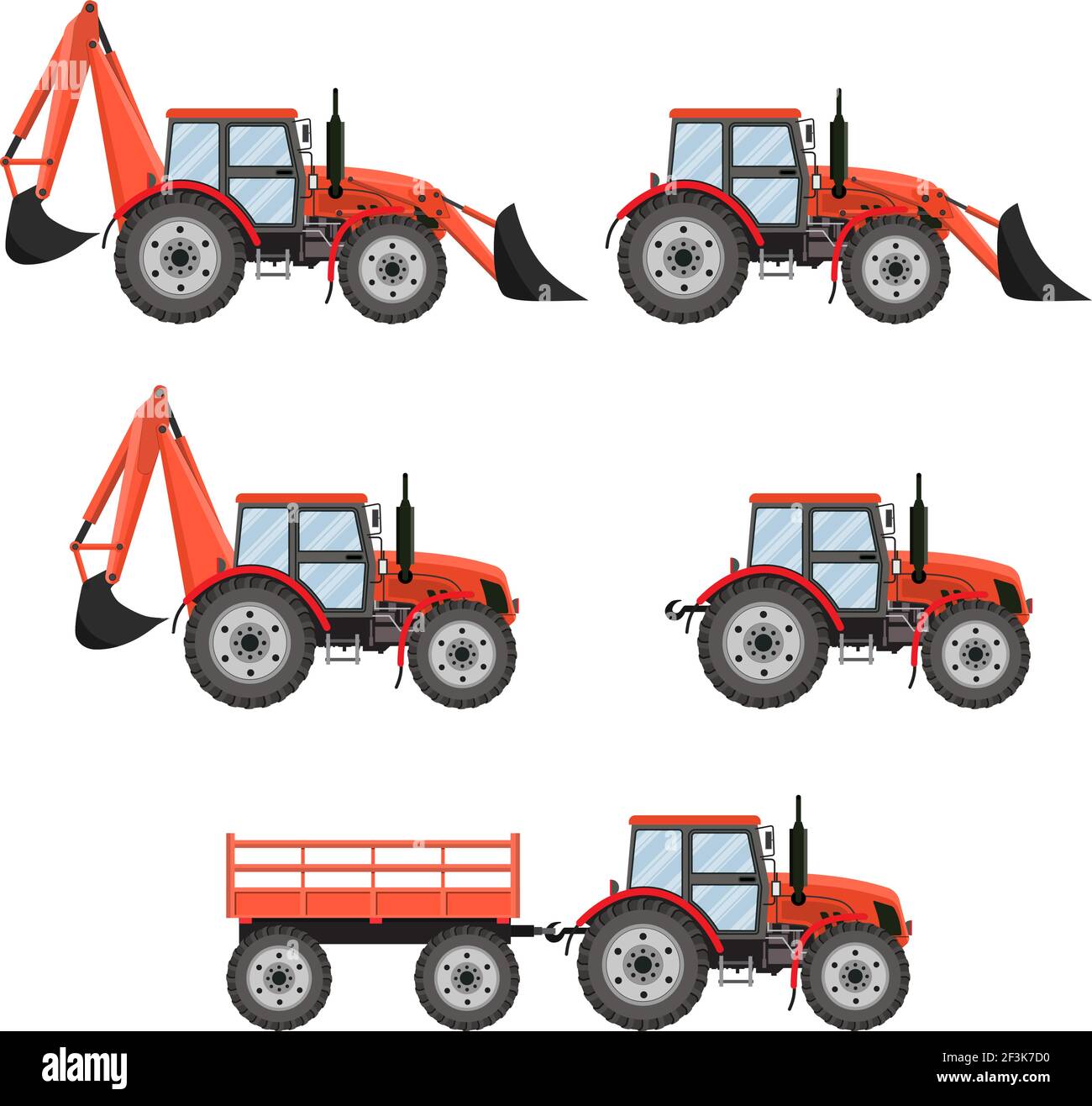Traktor, Bagger, Planierraupen-Set. Stock Vektor