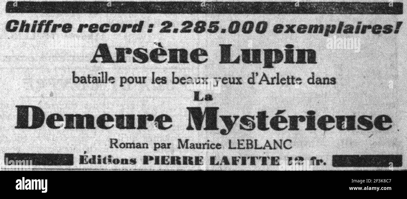 Publicité La Demeure mystérieuse. Stockfoto