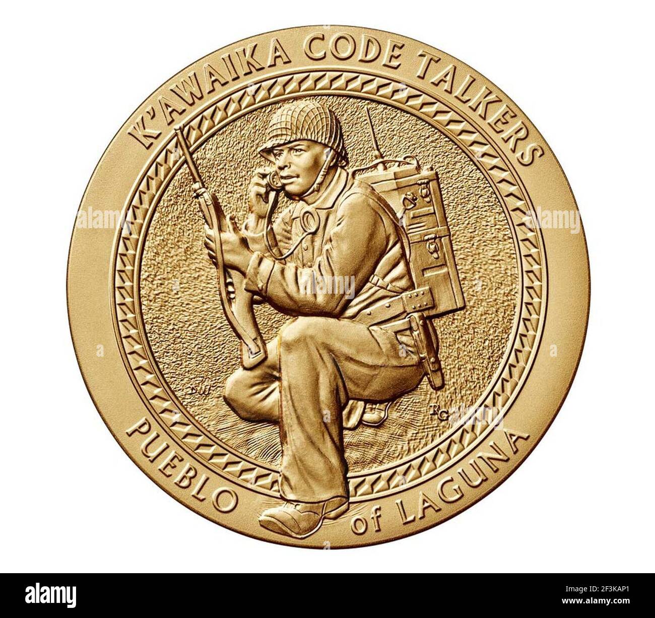 Pueblo von Laguna Tribe Congressional Gold Medal (vorne). Stockfoto