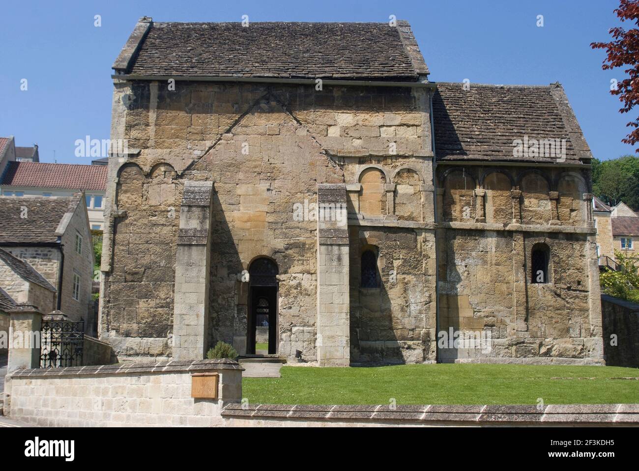 Saxon Church of St. Lawrence, zwischen AD705 und 921, ohne spätere Veränderungen, Bradford on Avon, Wiltshire, England Stockfoto