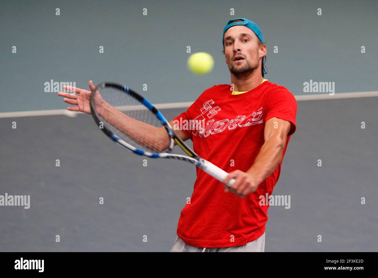 Der belgische Tennisspieler Ruben Bemelmans, aufgenommen während des belgischen Trainings in Brüssel am 14. November 2017 vor dem Davis Cup 2017 Endspiel am 14. November 2017 im Pierre Mauroy Stadion in Villeneuve-d'Ascq, bei Lille, Frankreich - Foto Geoffroy Van der Hasselt / DPPI Stockfoto