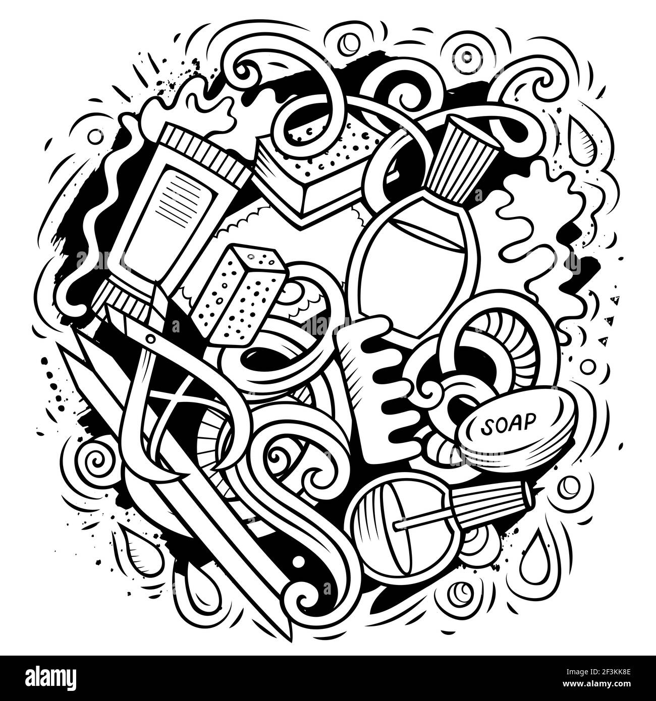 Nagelstudio handgezeichnete Vektor-Doodles Illustration. Maniküre-Design. Schönheit Elemente und Objekte Cartoon Hintergrund. Linie Kunst lustige Bild. Alle Elemente Stock Vektor