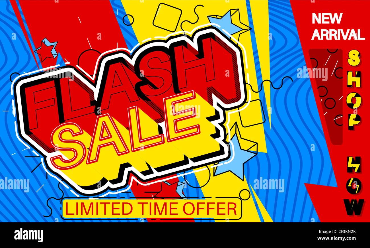 Flash Verkauf - Vektor Banner Vorlage Design. Sonderangebot Rabatt Banner, große Promotion, Ende der Saison Mode Werbung. Stock Vektor