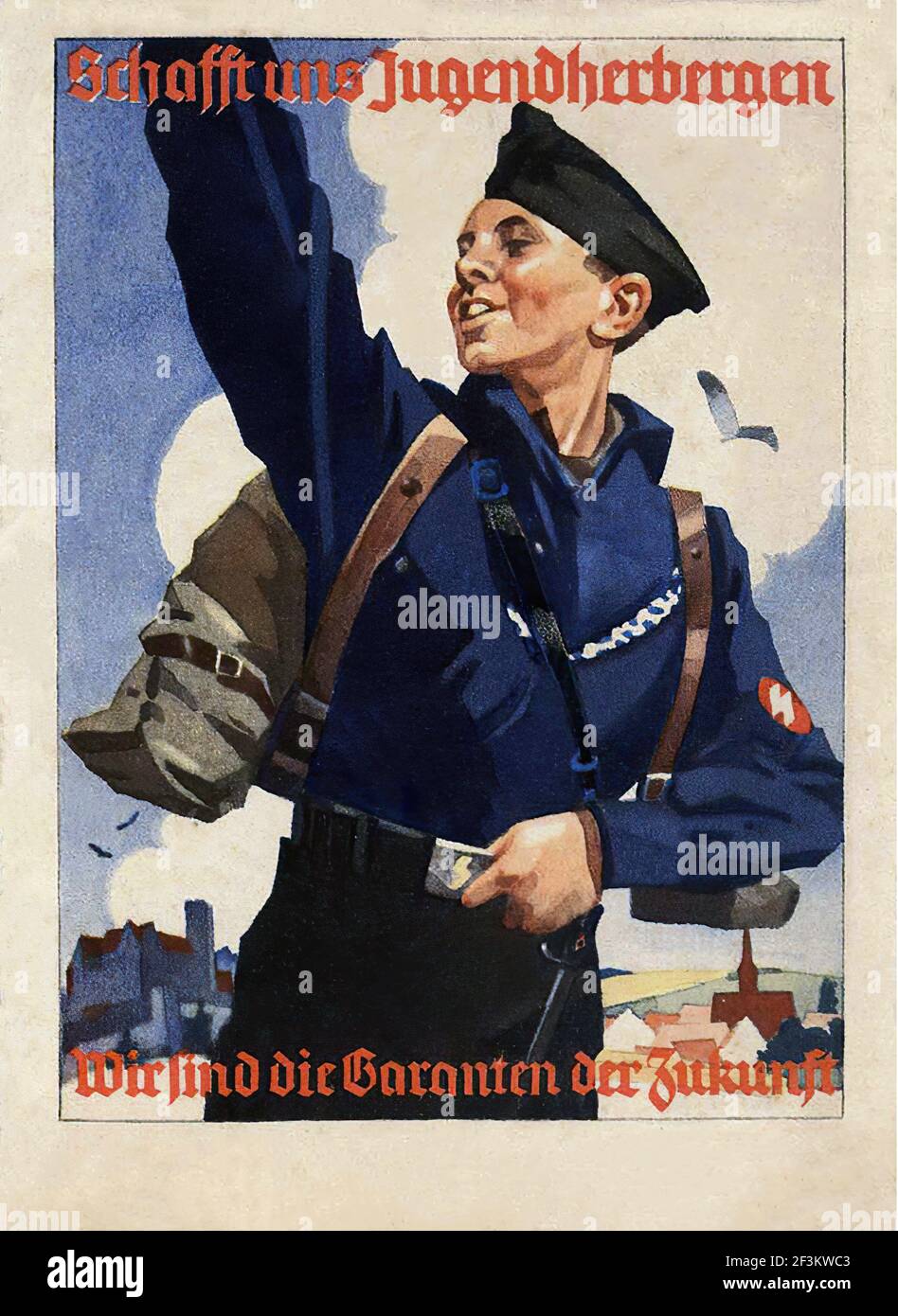 Altes deutsches Hitler-Jugend-Propaganda-Plakat. Deutschland. 1930s-1940s Stockfoto