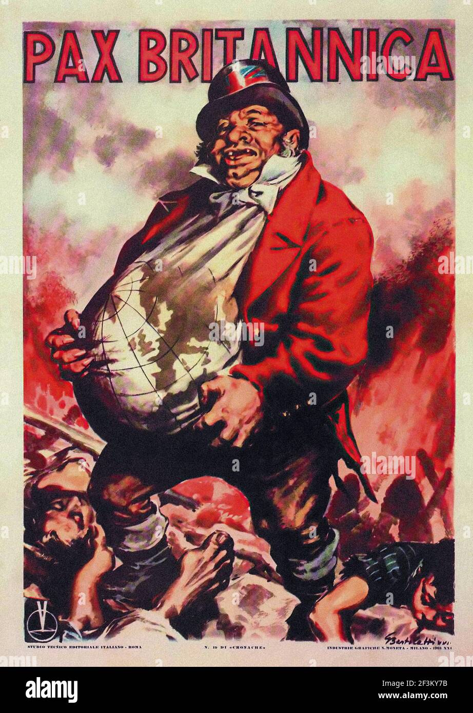 Italienisches antibritisches Propagandaposter. Pax Britannica. Italien, 1944 Stockfoto