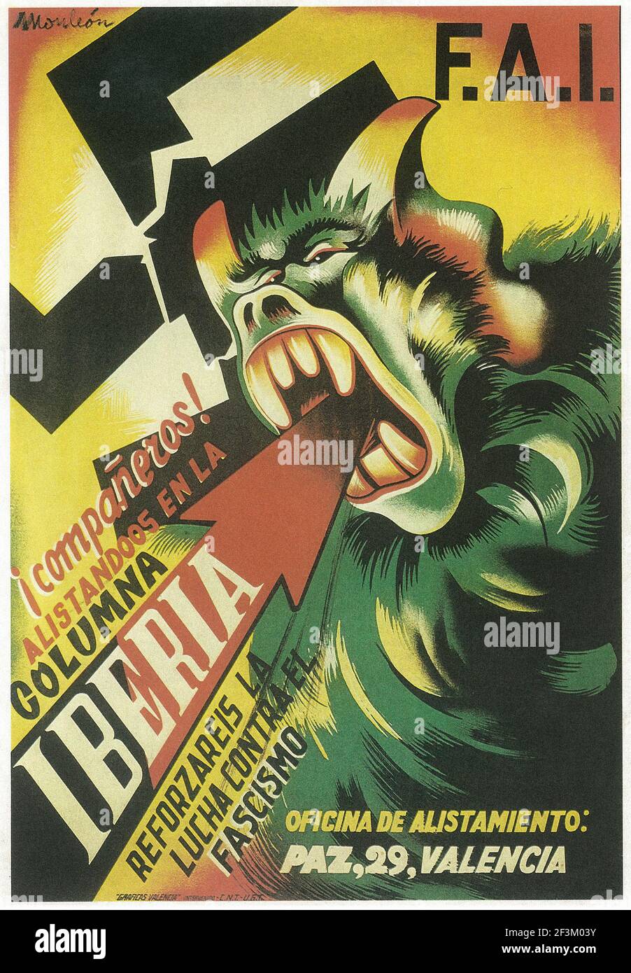 Spanisches Bürgerkriegs-Propaganda-Plakat. 1936-1939 Stockfoto