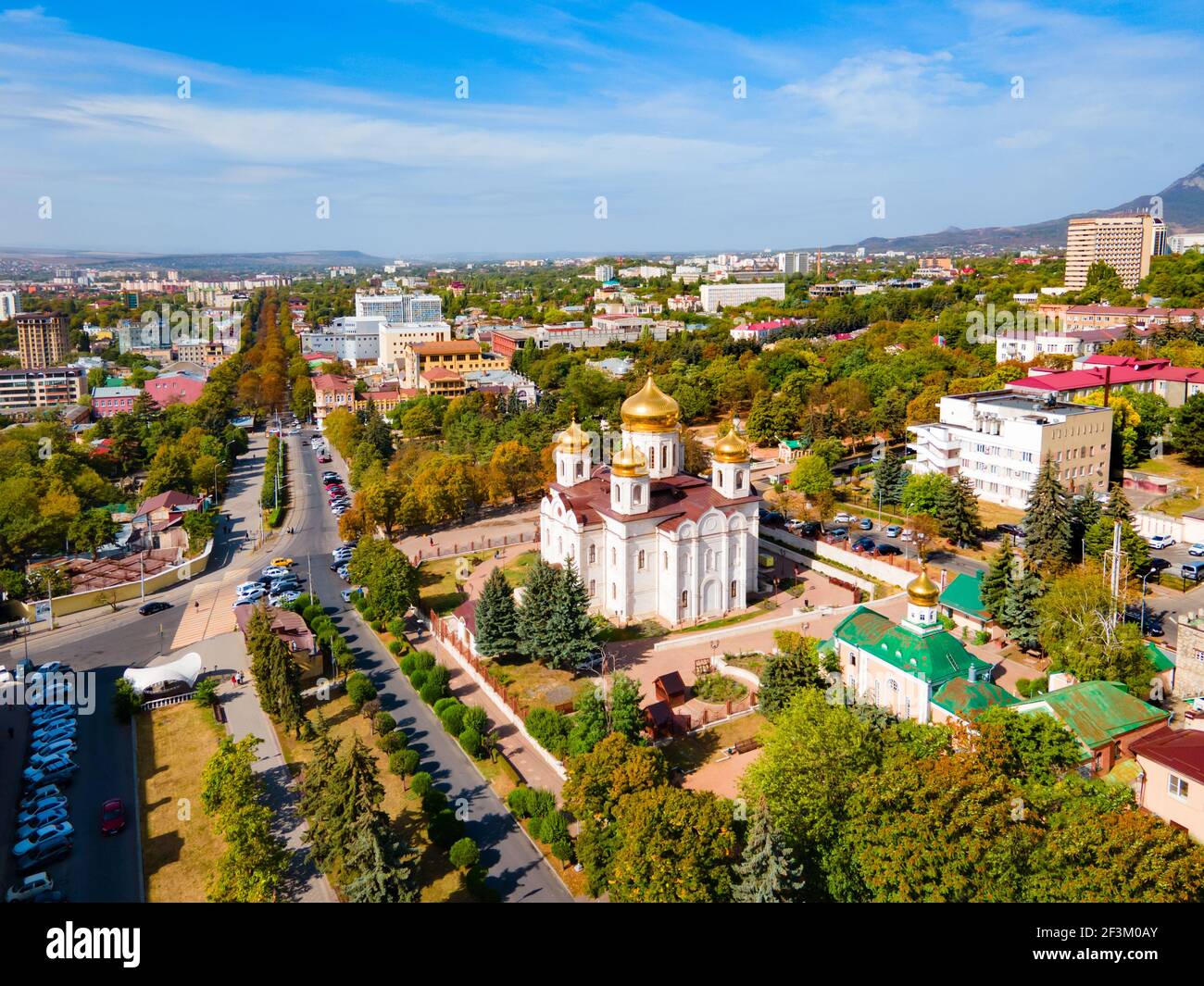 Christus der Erlöser oder Spassky Kathedrale Luftbild in Pyatigorsk, eine Kurstadt in kaukasischen Mineralwässer Region, Stawropol Region in Russland Stockfoto