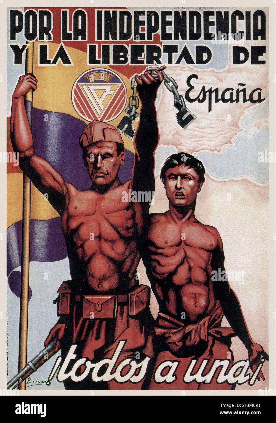 Spanisches Bürgerkriegs-Propaganda-Plakat. Für Unabhängigkeit und Freiheit Spaniens, 1937 Stockfoto