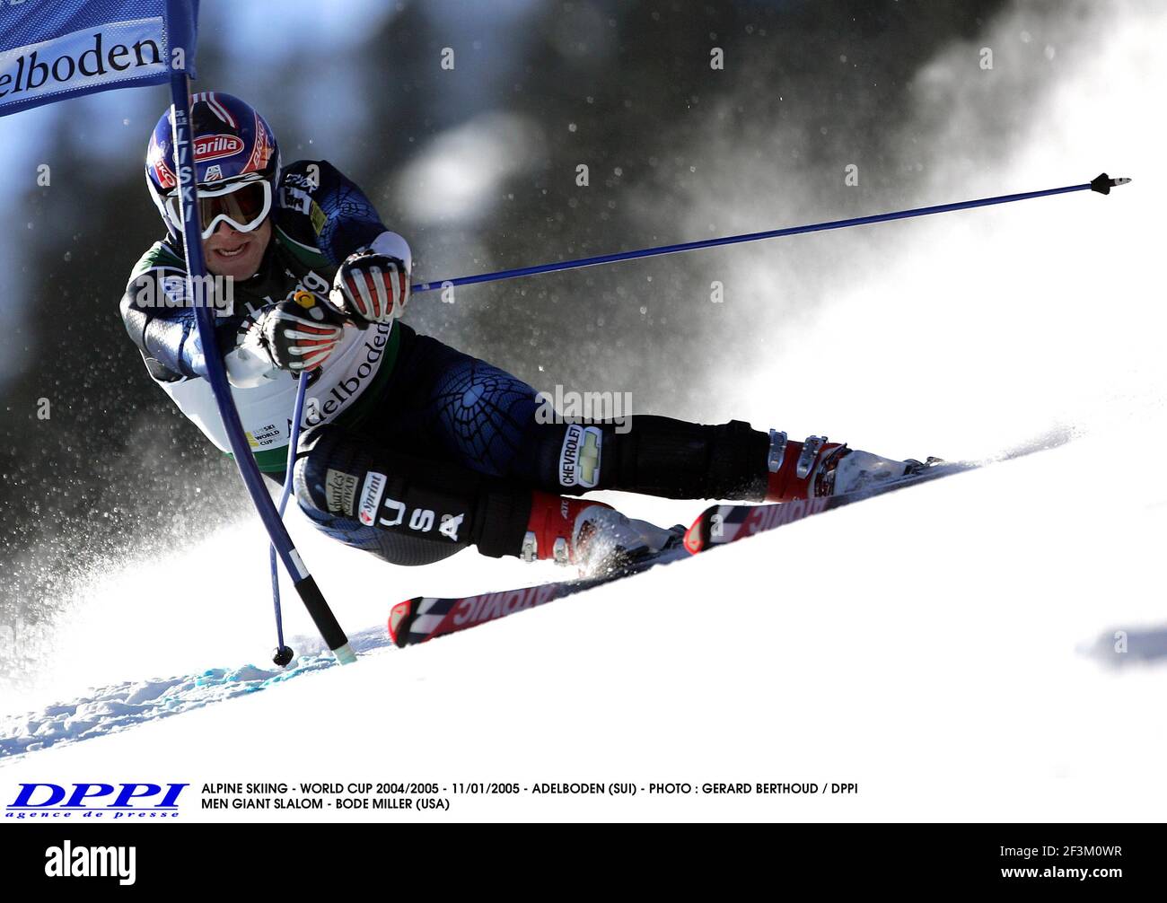 ALPINSKI - WM 2004/2005 - 11/01/2005 - ADELBODEN (SUI) - FOTO : GERARD BERTHOUD / DPPI MÄNNER RIESENSLALOM - BODE MILLER (USA) Stockfoto
