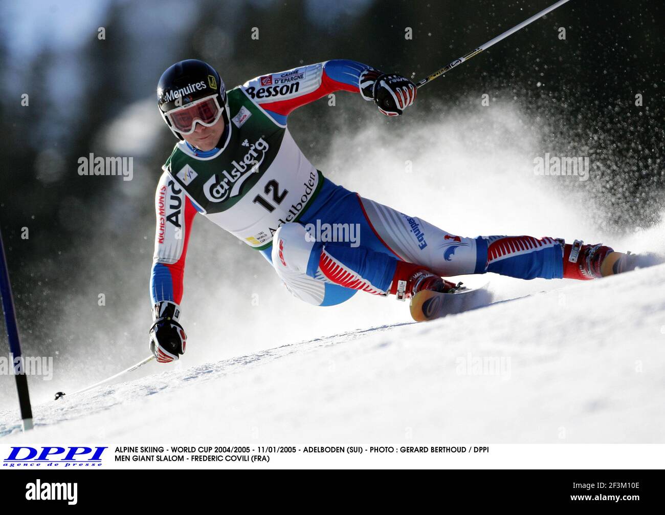 ALPINSKI - WM 2004/2005 - 11/01/2005 - ADELBODEN (SUI) - FOTO : GERARD BERTHOUD / DPPI MÄNNER RIESENSLALOM - FREDERIC COVILI (FRA) Stockfoto