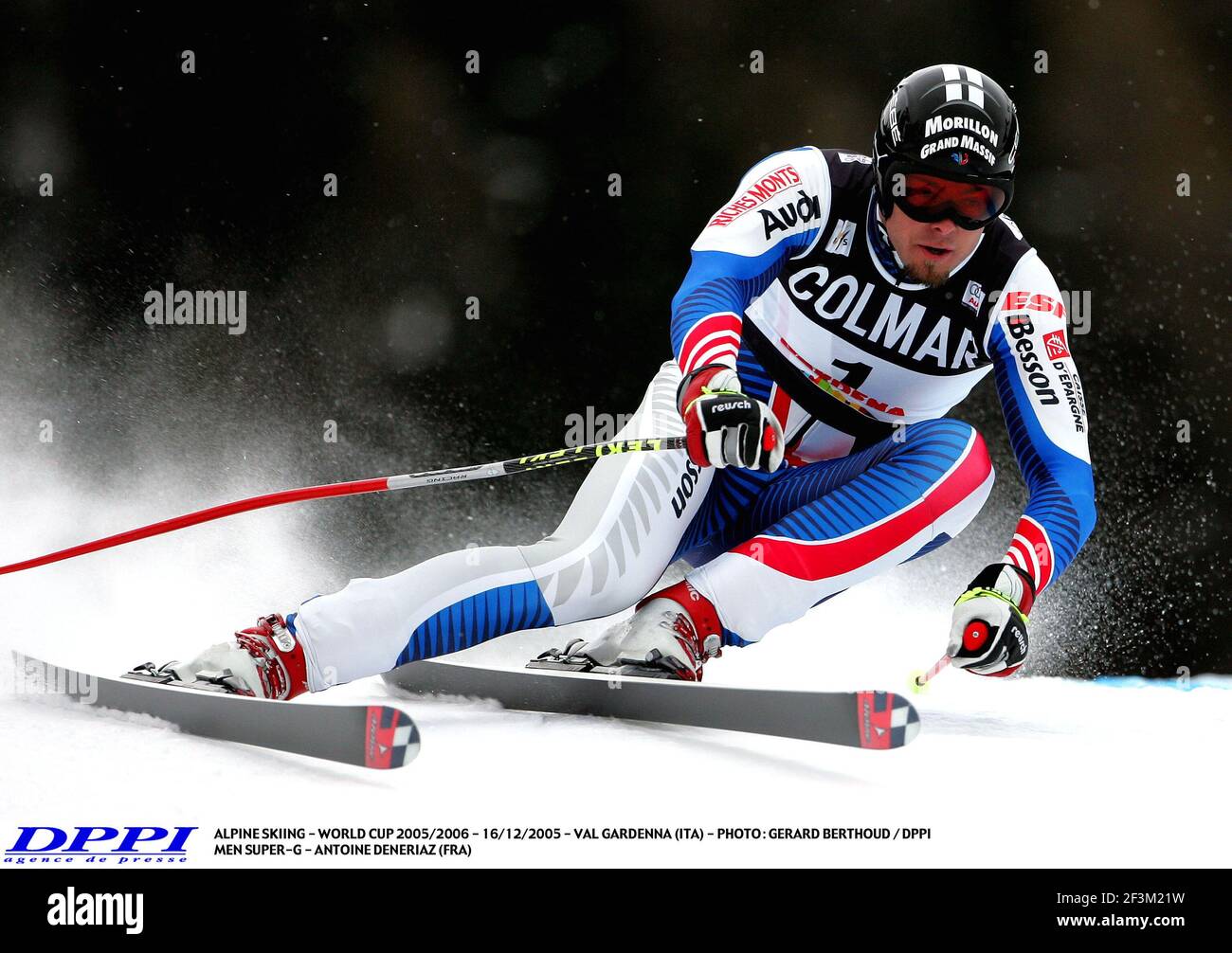 ALPINSKI - WM 2005/2006 - 16/12/2005 - VAL GARDENNA (ITA) - FOTO : GERARD BERTHOUD / DPPI MEN SUPER-G - ANTOINE DENERIAZ (FRA) Stockfoto