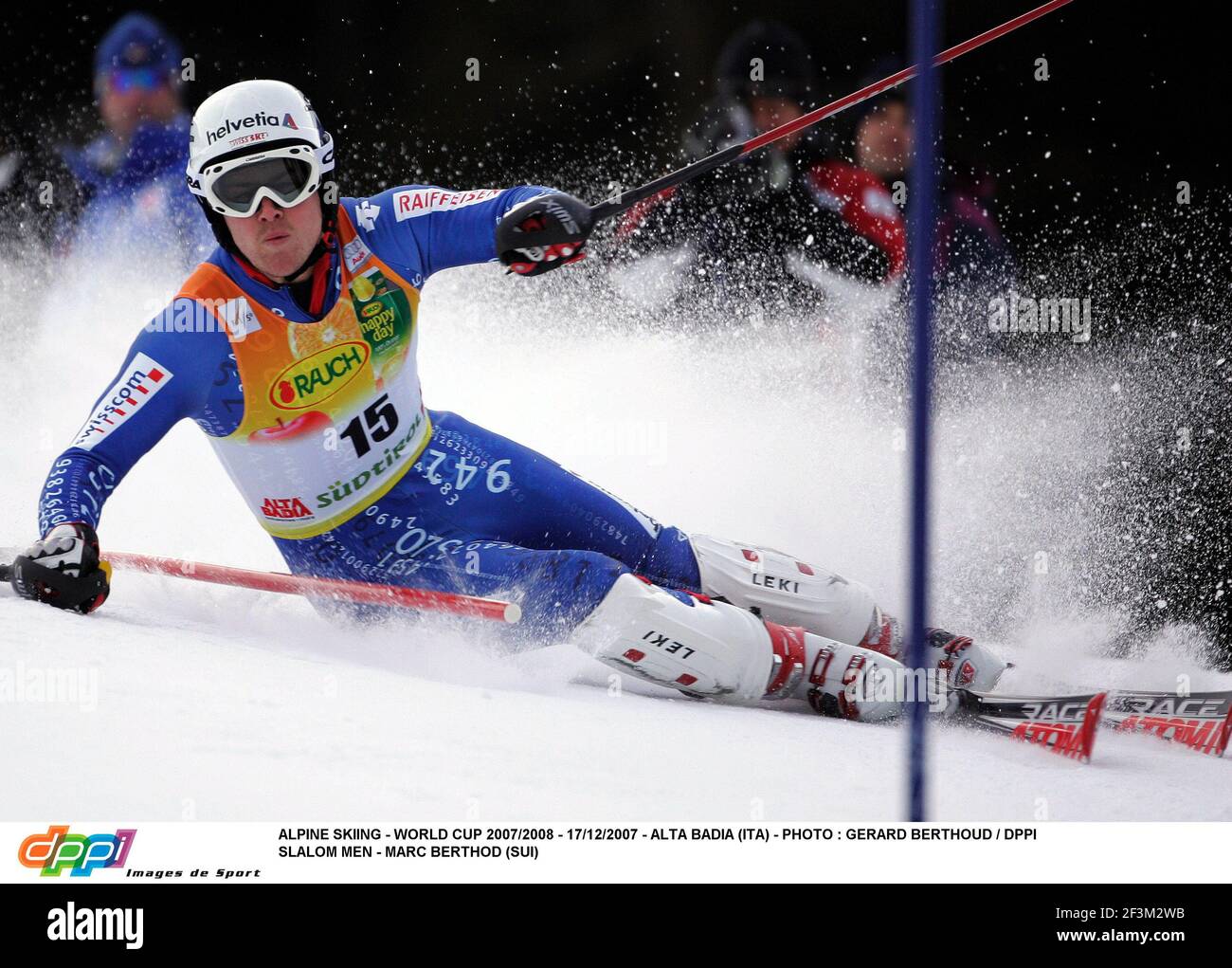 ALPINSKI - WM 2007/2008 - 17/12/2007 - ALTA BADIA (ITA) - FOTO : GERARD BERTHOUD / DPPI SLALOM MÄNNER - MARC BERTHOD (SUI) Stockfoto