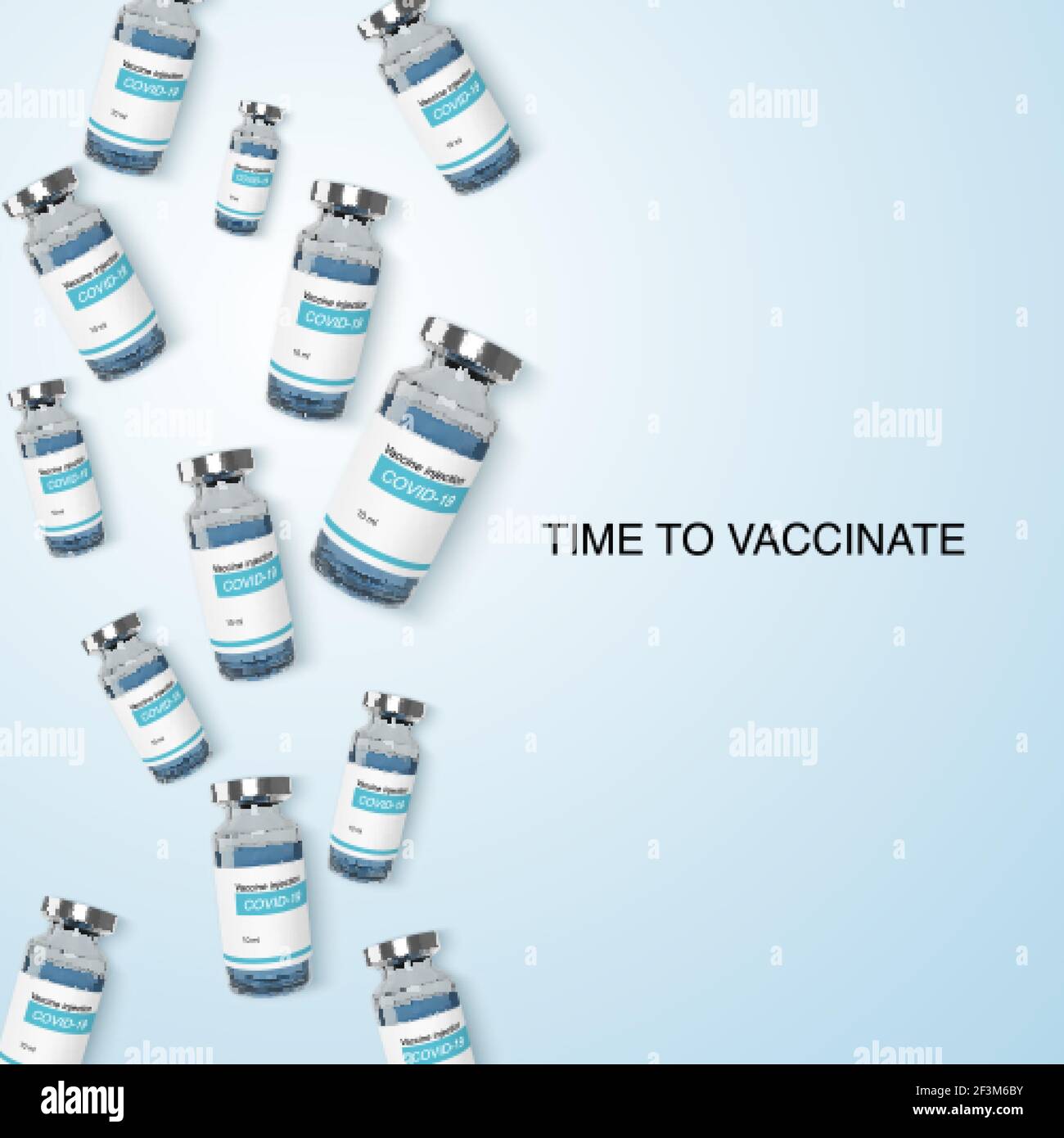 Glas-Impfstoffflasche. Impfmedizin globales Programm Banner. Vektorgrafik Stock Vektor