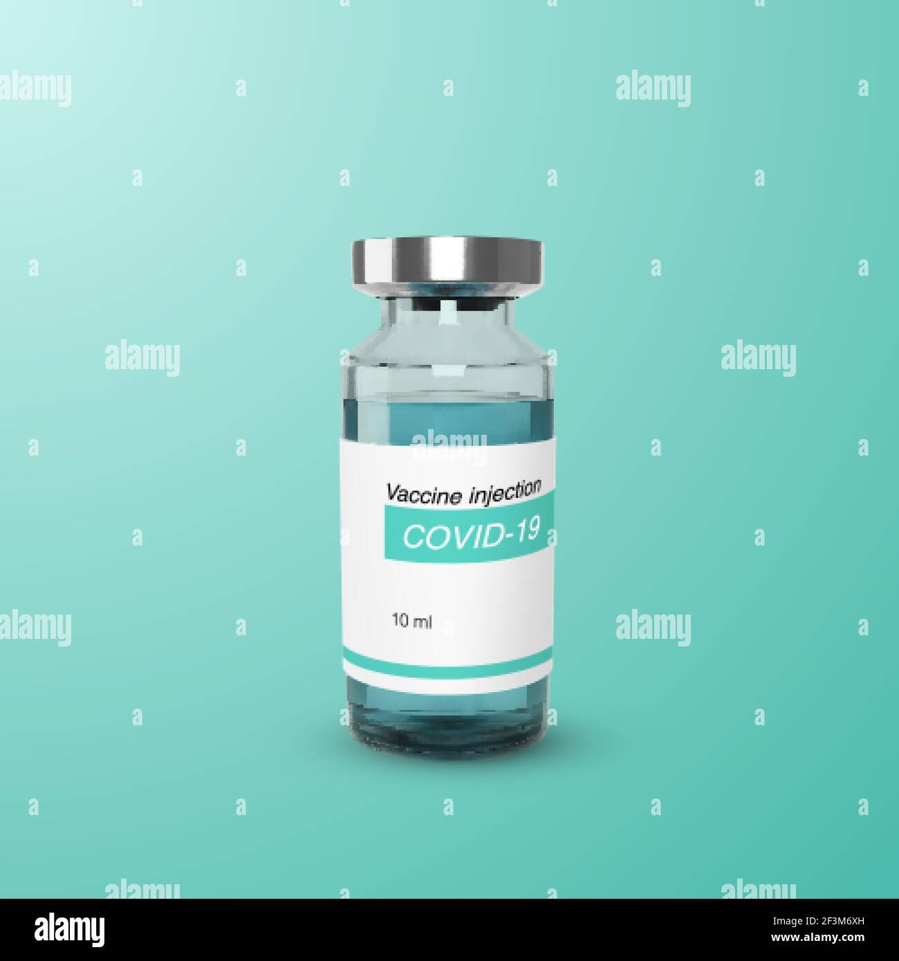 Glas-Impfstoffflasche. Impfmedizin globales Programm. Vektorgrafik Stock Vektor
