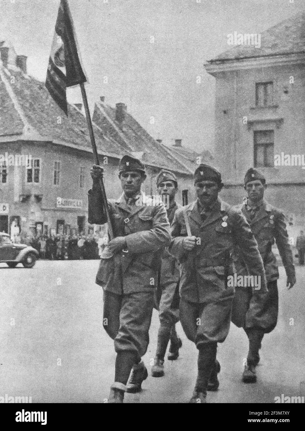 Der zweite Weltkrieg aus deutschen Propagandanachrichten. Kroatische Soldaten der kroatischen revolutionären Bewegung (Ustasche). 1941 Stockfoto