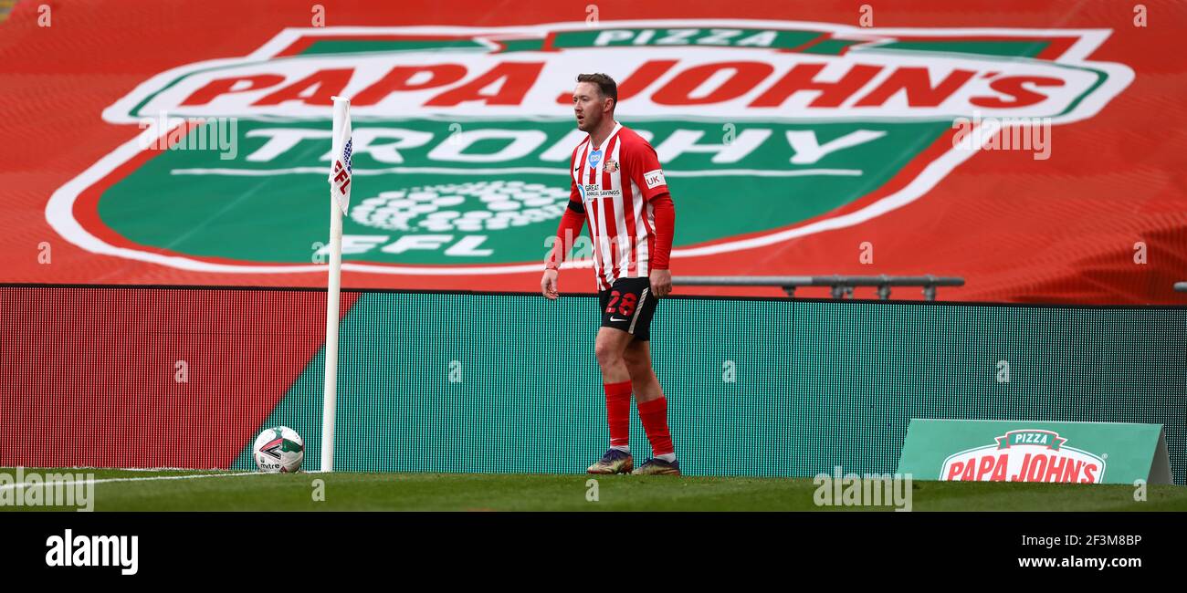 Aiden McGeady aus Sunderland bereitet sich auf eine Ecke vor - Sunderland gegen Tranmere Rovers, EFL Papa John's Trophy Final, Wembley Stadium, London - 14th. März 2021 nur zur redaktionellen Verwendung Stockfoto