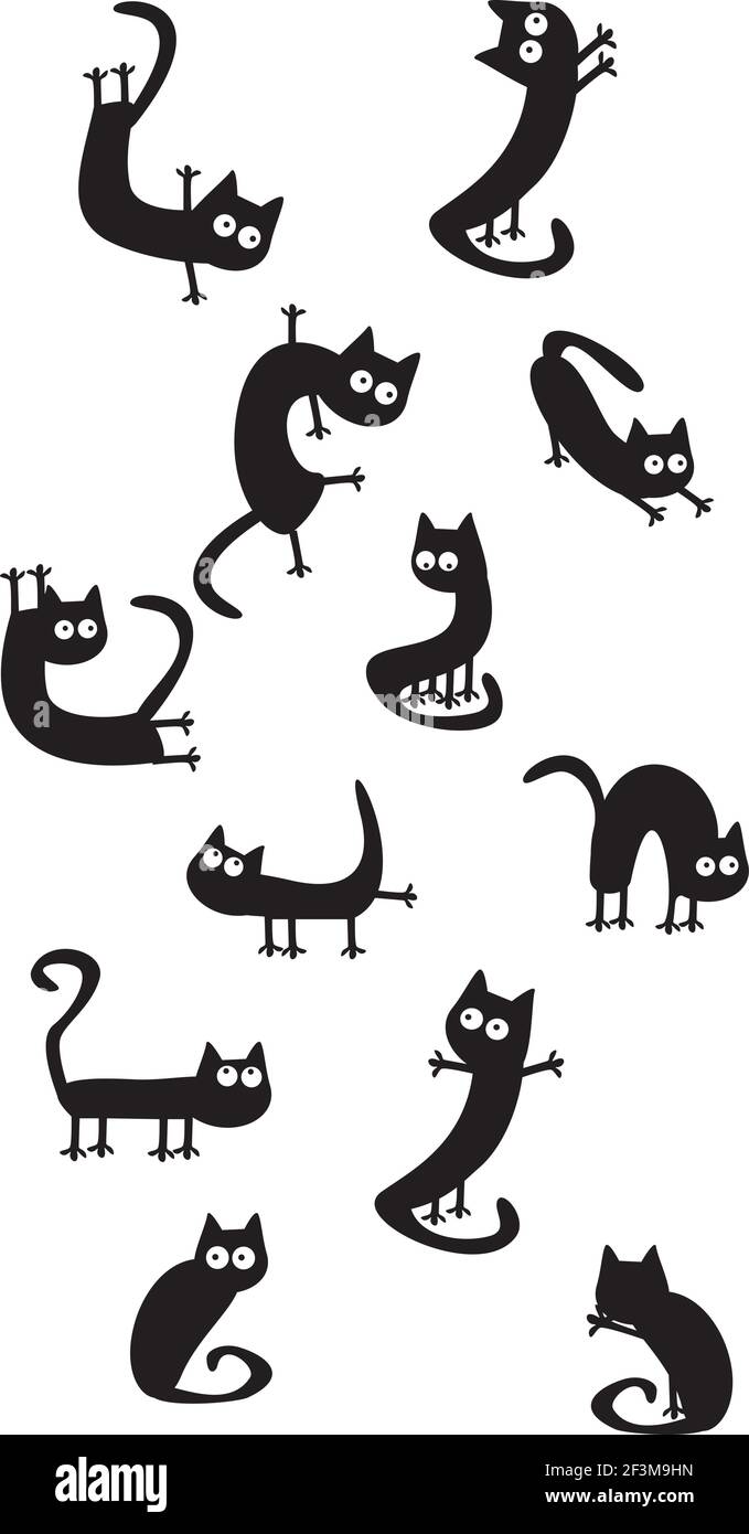 Satz von schwarze Katze Silhouetten Stock Vektor