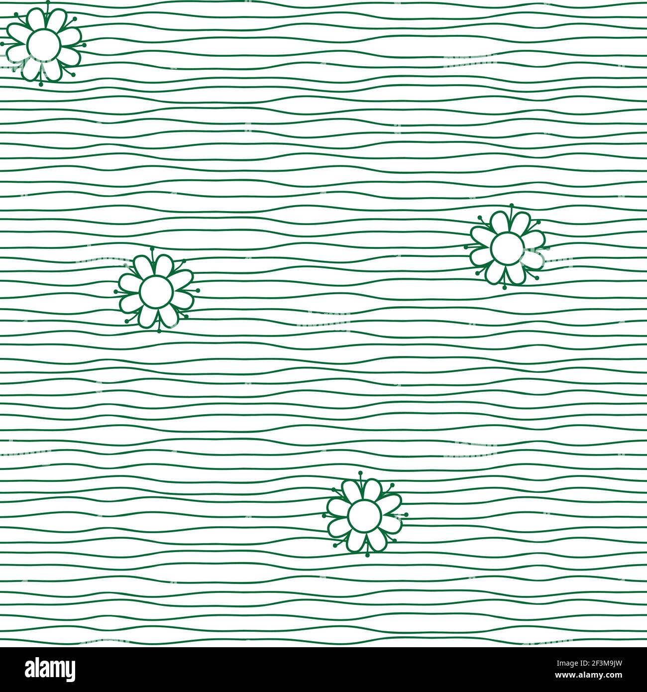 Nahtlose Vektor-Muster Blume Linie Kunst auf weißem Hintergrund. Einfache florale Textur Tapete Design. Künstlerische Mode Textil. Stock Vektor