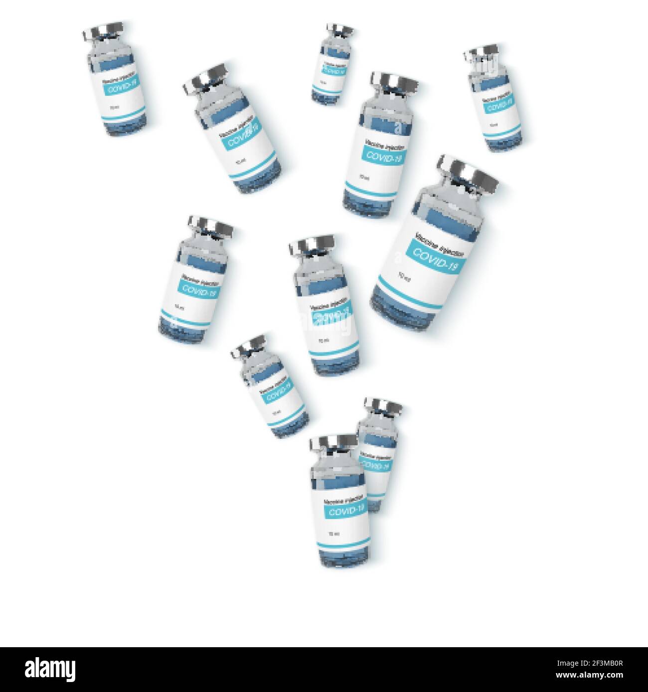 Glas-Impfstoffflasche. Impfmedizin globales Programm Banner. Vektorgrafik isoliert auf Weiß Stock Vektor